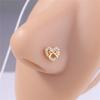 20G L Shaped Nose Studs Rings for Women Girl Gold Silver Cute Heart Bow Design CZ Nose Pin Screw Nose Piercing Jewelry