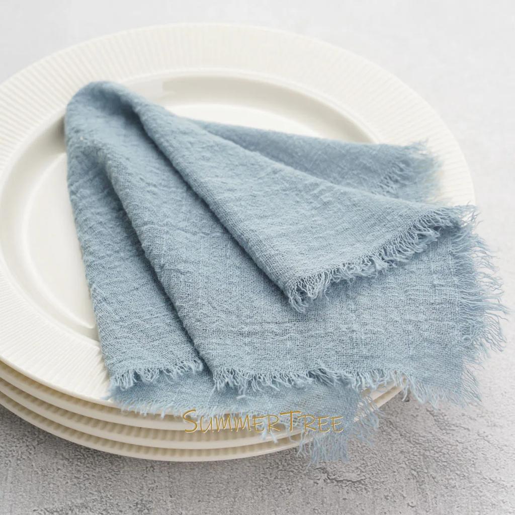 10pcs 32x32cm Cloth Napkins Pure Cotton Gauze Soft Napkin Handkerchief Vintage Banquet Garden Party Wedding Table Decoration