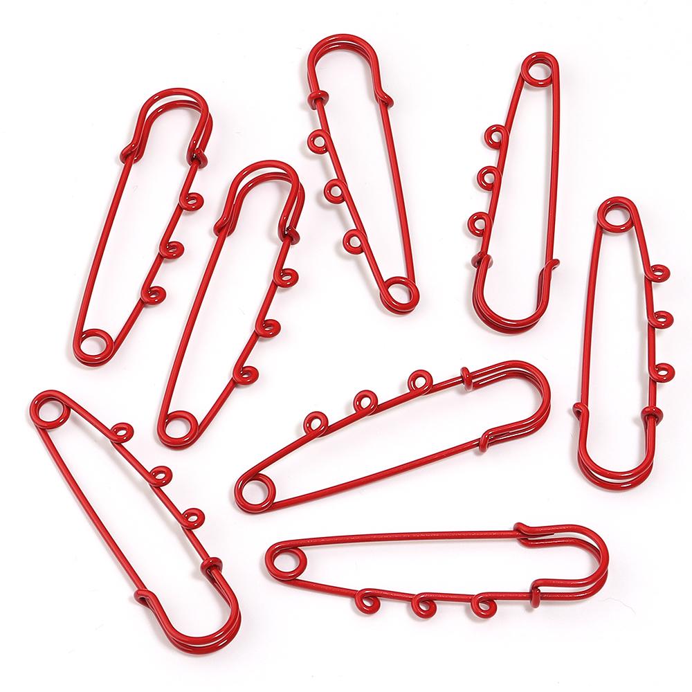 6pcs Safety Pins Brooch Blank Base Brooch Pins With 3 Loops Colorful Metal Pin DIY Brooch Charms For Jewelry Making Accessories