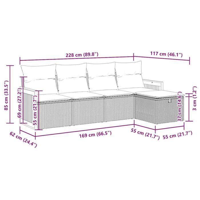 VidaXL Salon de jardin avec coussins 5 pcs beige résine tressée 3326014