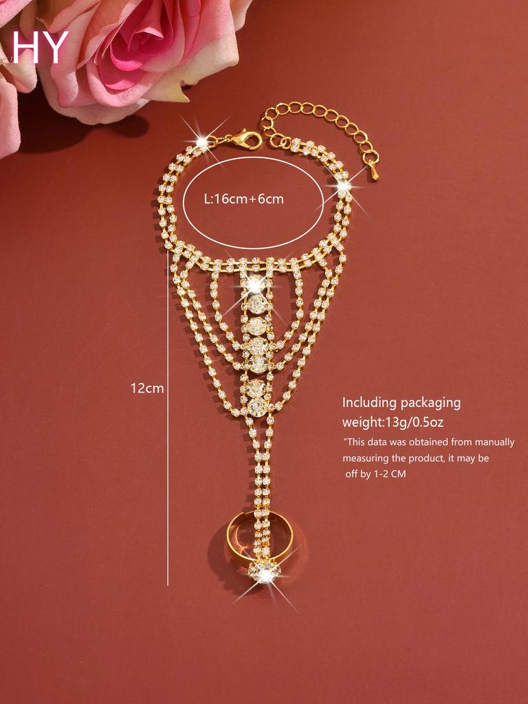 HY European American Style Shiny Diamond Bracelet for Women Cross-Border Fashion Charm Bracelets Opening Ring Chain Bridal Hand