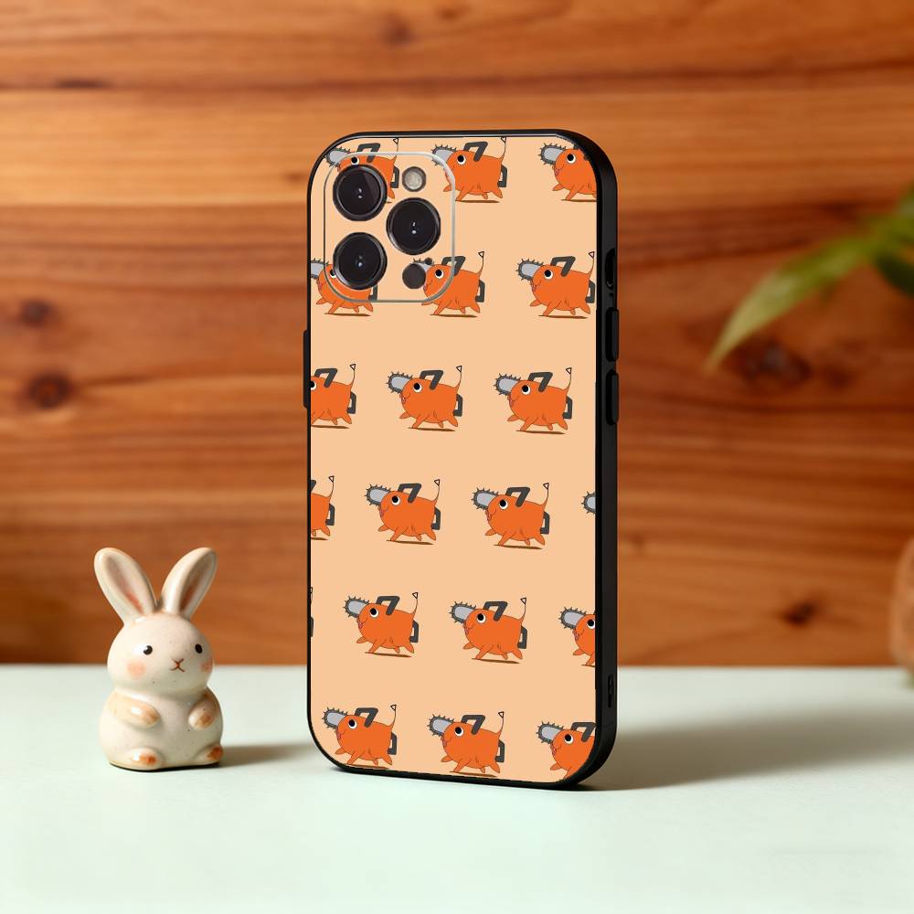 C-Chainsaw M-Man Pochita Phone Case For iPhone17,16,15,14,13,12Plus,Pro Max,XS,5G Soft Silicone Black Cover iPhone14
