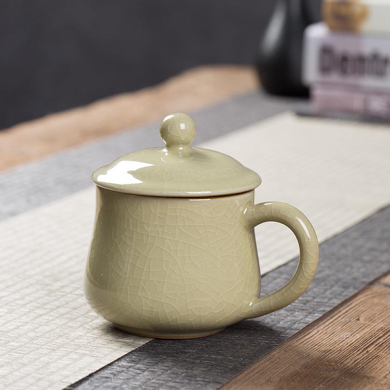 Chinese Ice Cracked Ceramic Cold Drink Mug Coffee Milk Water Cup Beer Juice Drink Cups Celadon Gift Home Drinkware