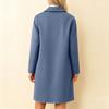 Womens Solid Color Jacket Casual Loose Fit Button Coats Button Up Long Sleeve Outerwear With Pocket, Hooded Overcoat