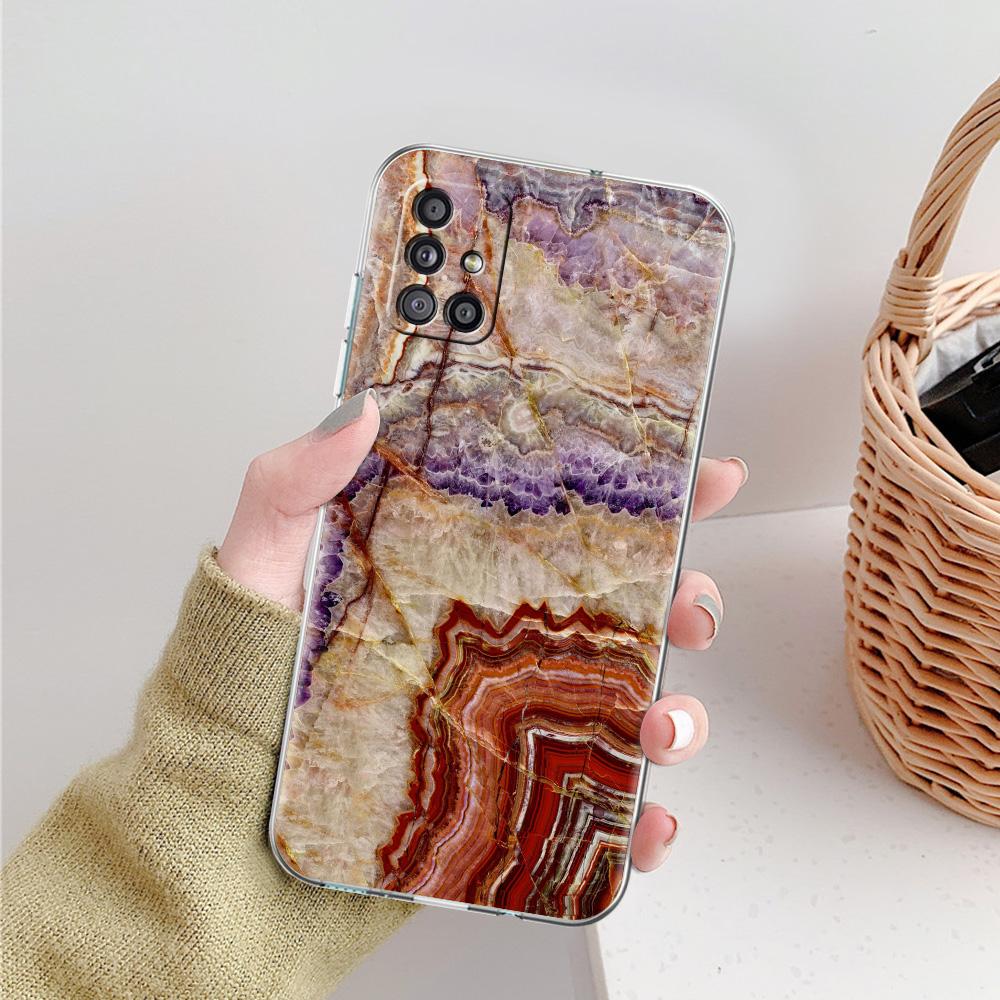 Phone Case For Samsung A15 A13 A35 A55 A51 A71 A41 A31 A21S A03S A05 A17 A23 A25 A33 A53 A73 5G A07 4G Clear Cover Marble Stone