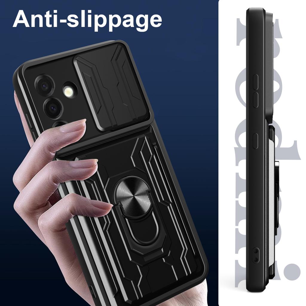 For Samsung Galaxy A26 5G Case PC+TPU Kickstand Phone Back Cover with Camera Slider