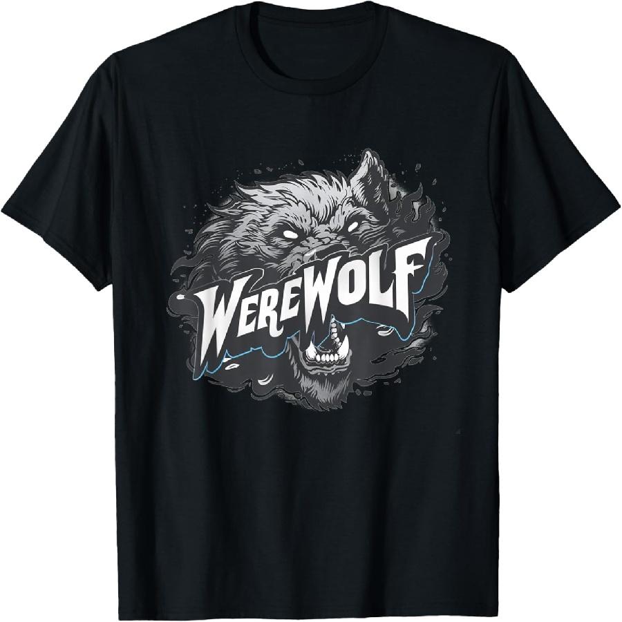 Pretty Werewolf Face for Halloween Boys and Girls T-Shirt S