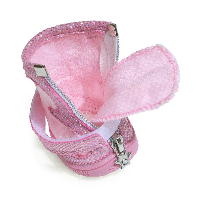 Chaussures Bling pour Petit Chien Maille Respirante Bottes de Course pour Chien Antidérapantes Printemps Été Chaussures pour Chien de Compagnie