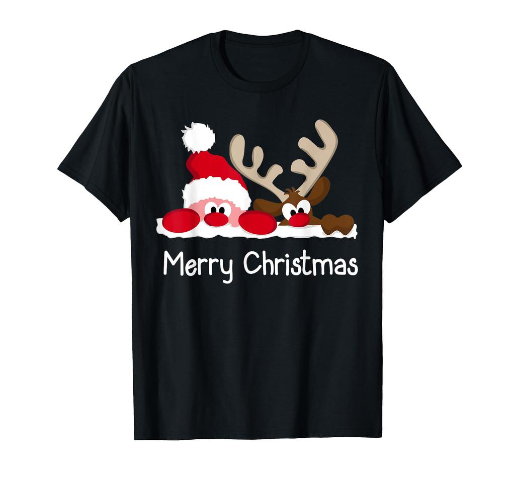 Fröhliche Weihnachten Weihnachtsmann und Rentier T-Shirt