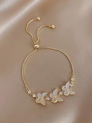 1 Stück stilvolles und luxuriöses verstellbares Damenarmband mit Diamant-Schmetterling, Accessoire für das tägliche Dating