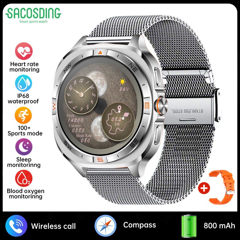 2026 Outdoor New 800mAh Battery Smart Watch Men IP68 Waterproof GPS Positioning Compass Altitude Air Pressure Bluetooth Call 100+ Sports Watch