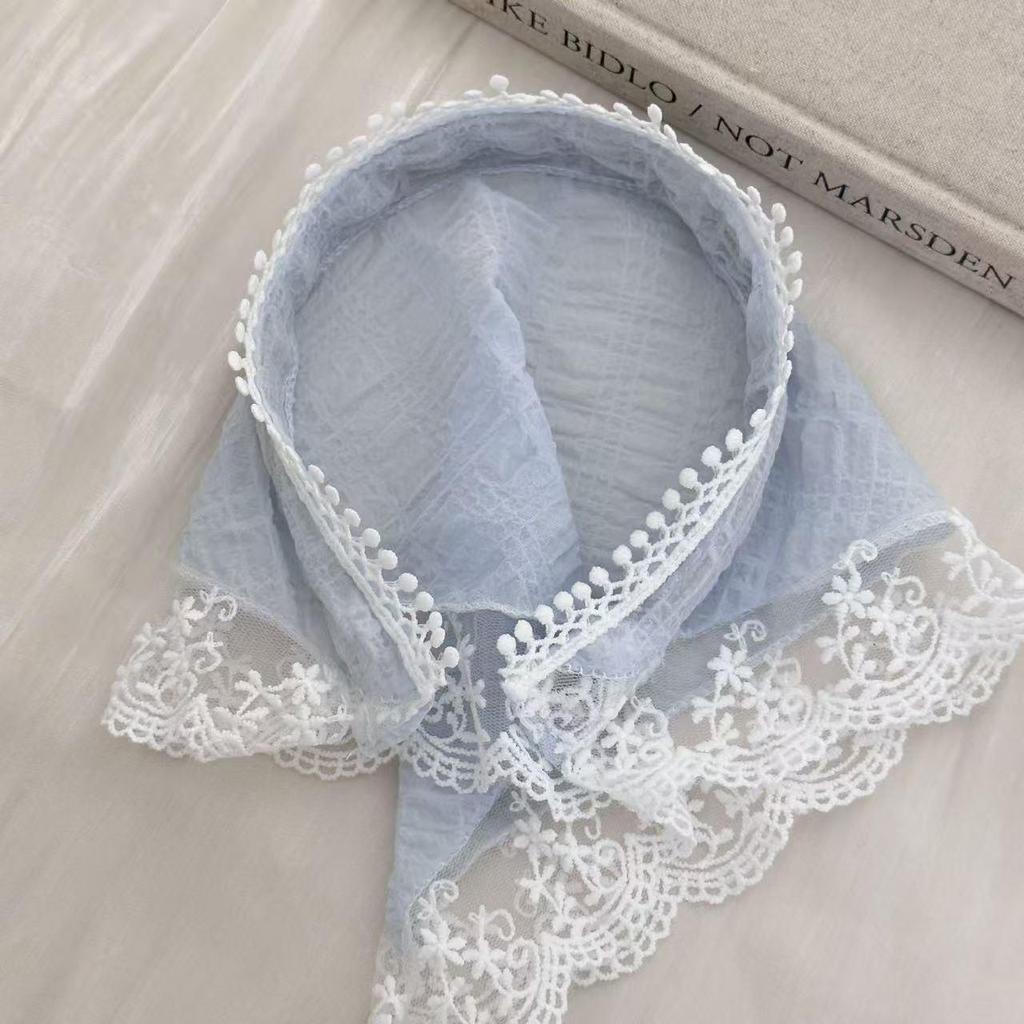 Pastoral French Lace Triangle Hair Scarf and Headband for Spring Outings