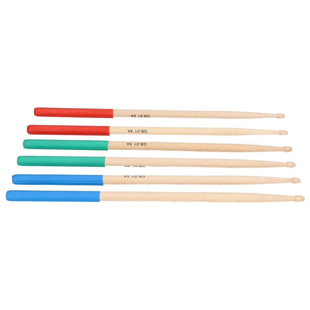 3 Pairs 5A Wood Drumstick Pack Set Kit NonSlip Music Instrument Accessory for Adults Kids