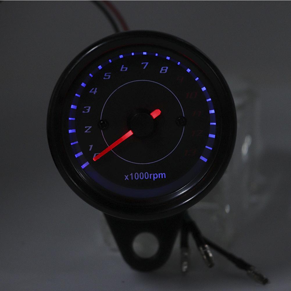 Universal 12V Vintage Motorcycle Tachometer Gauge LED Backlight Auto Accessory Black