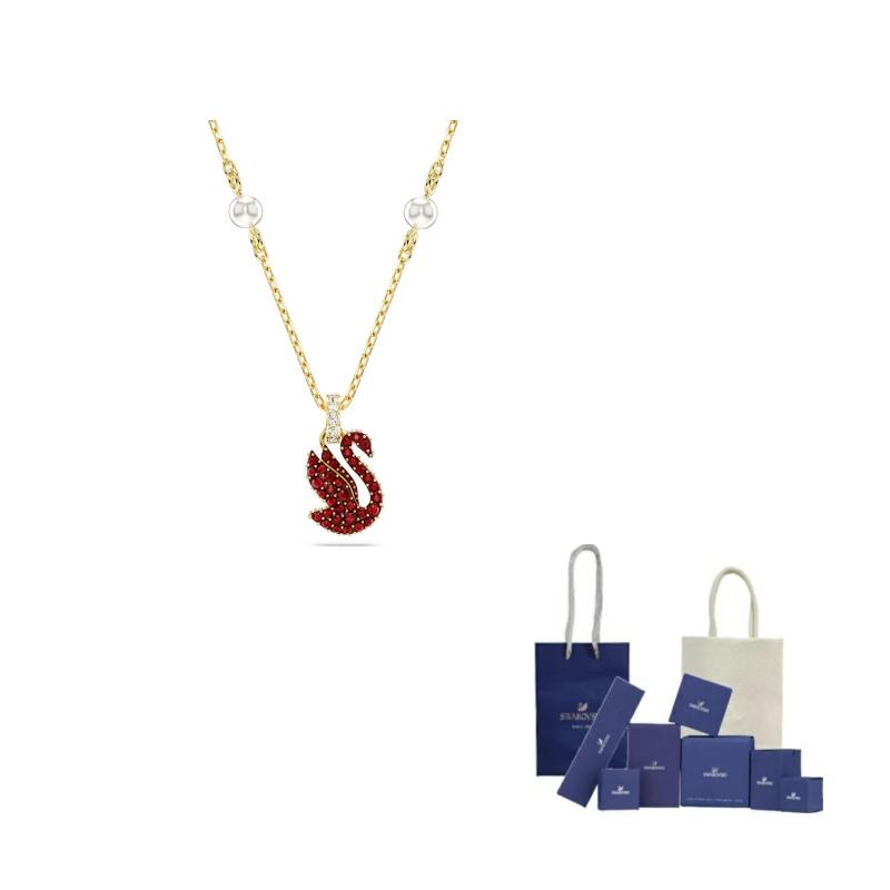 Swarovski Swan Necklaces Womens Gold/Red F-Branded gift bag