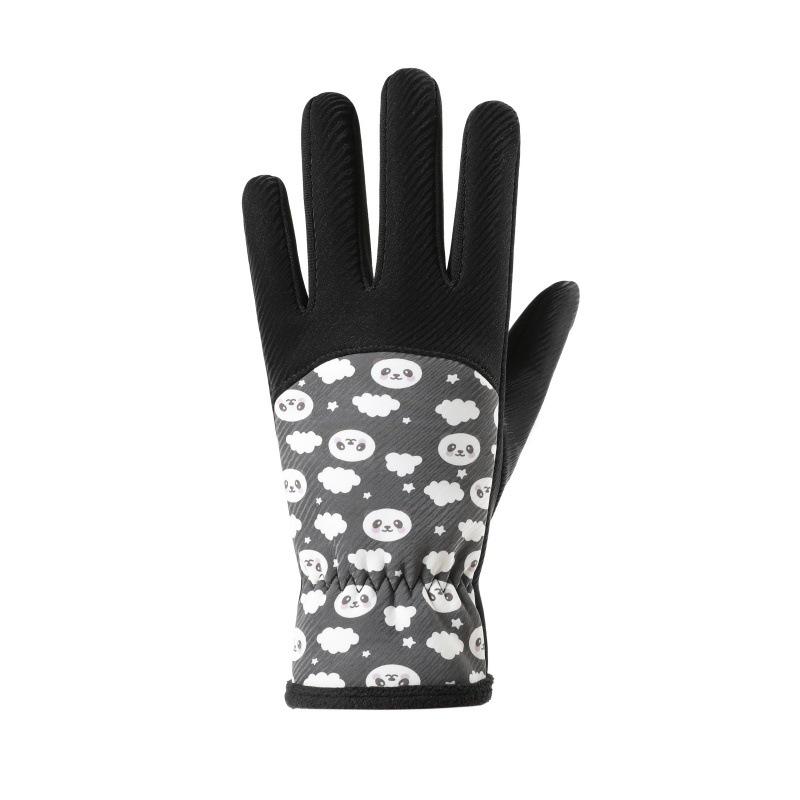 Children's Windproof Thermal Gloves for Outdoor Cycling Winter Warm Mittens for Boys Girls Fun Cartoon Designs Panda Gloves