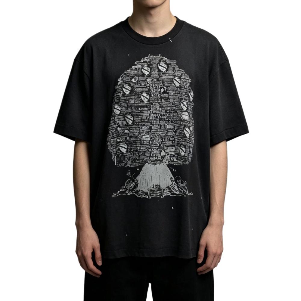Yao Fashion Kanye West Hip Hop Wisdom Tree Washed Retro Loose Vintage  Shortsleeved Tshirt Tide Ins Style Tshirt For Unisex
