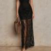 European and American new products spring and summer sexy slim lace see-through lining off-the-shoulder holiday dress