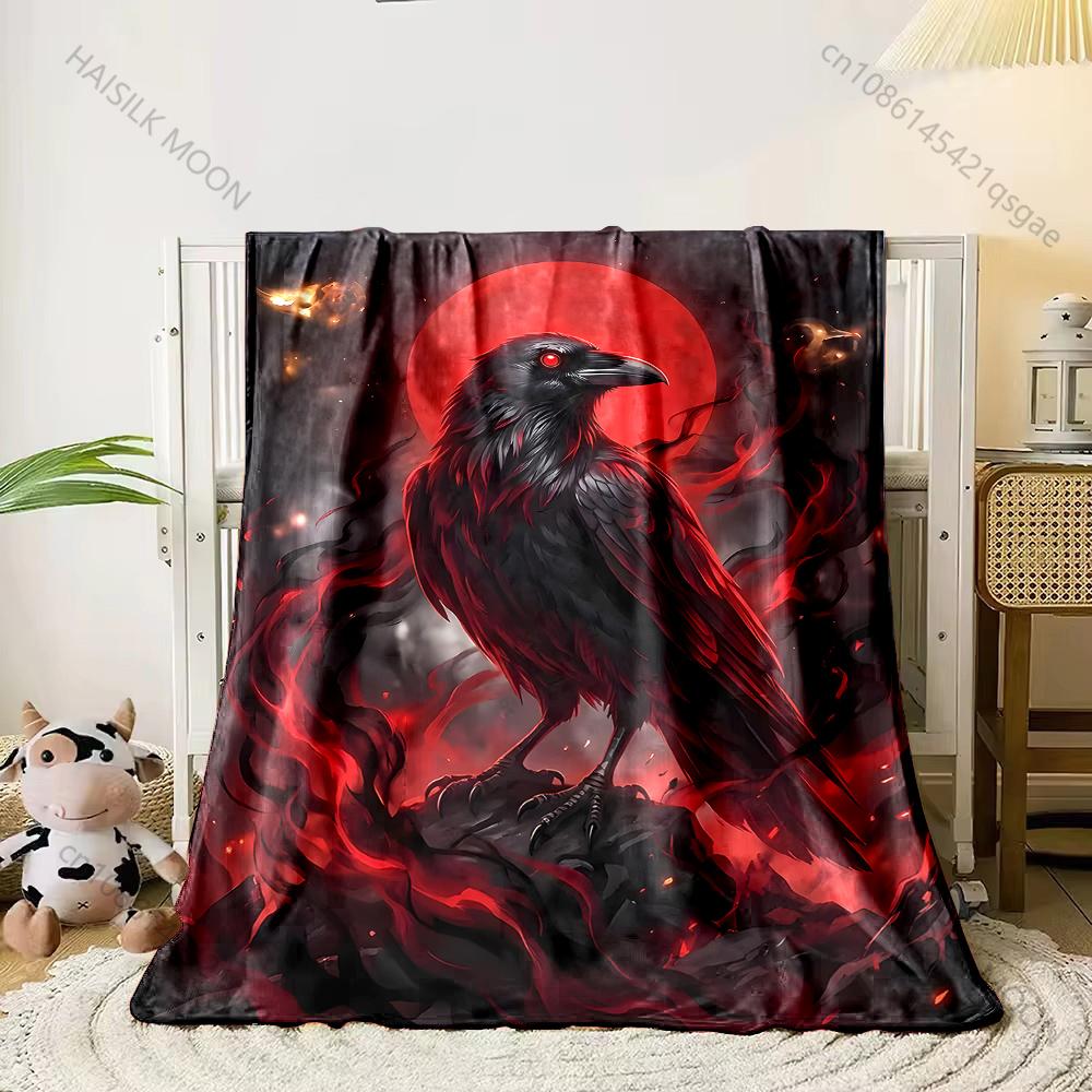 1PC Red crow with flames Print Adult Children Warm Blankets Home Travel Car Soft and Comfortable Suitable for all seasons