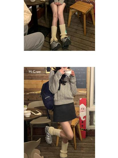 2026 Spring/Autumn High-End Gray Wool Blend Slimming A-Line High-Waisted Midi Skirt - Korean Style for Women