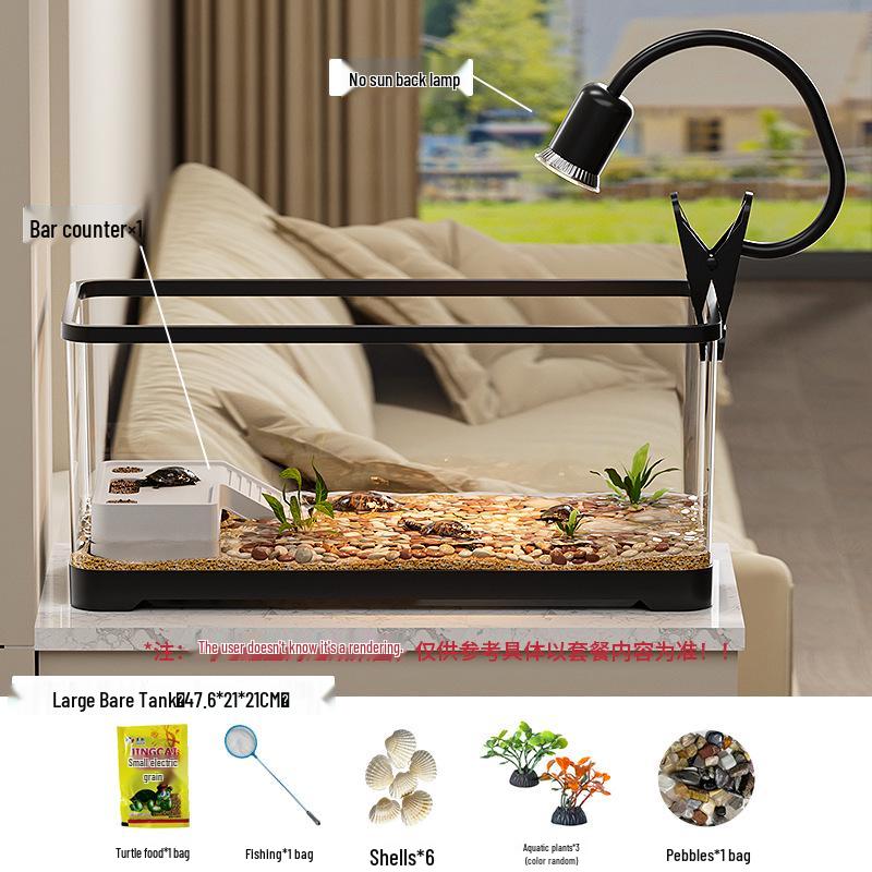 Premium Turtle Tank with Ecological Design, Sunning and Climbing Platforms, Desktop-Friendly with Lid, Also Suitable for Goldfish