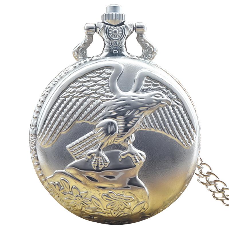 Vintage Eagle Quartz Pocket Watch Simulated Pendant Necklace Fob Chain for Women Men