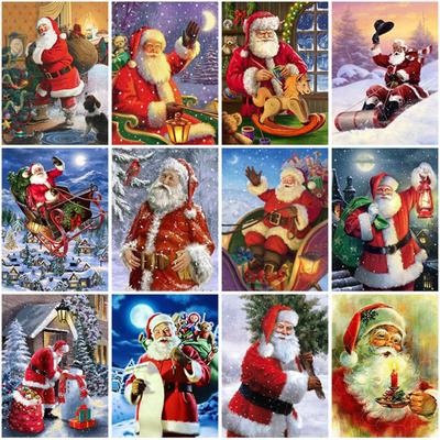 5D DIY Diamantmalerei Vollrunde Bohrer Weihnachtsgeschenk Weihnachtsmann Heimdekoration Stickbild Handwerk Kunstsets