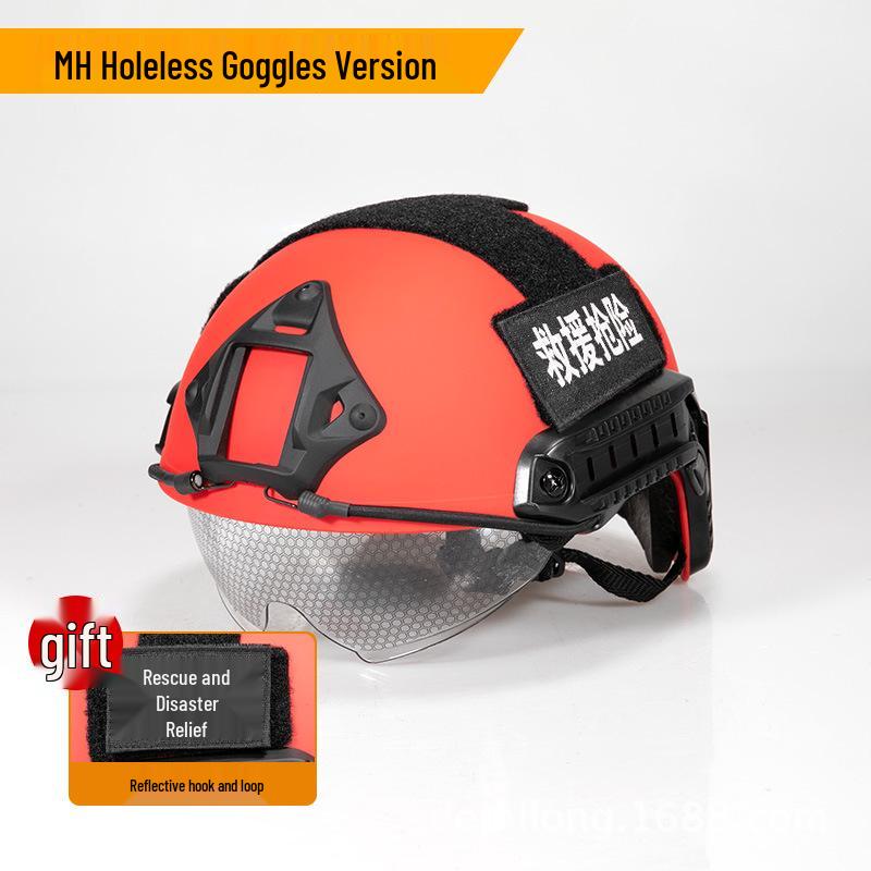 Red Tactical Helmet & Goggles for Emergency Rescue, Cycling, CS, Camouflage Safety Protection