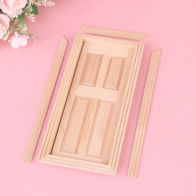 1/12 Dollhouse Miniature Wood External Door Unpainted Doll House Diy Accessories