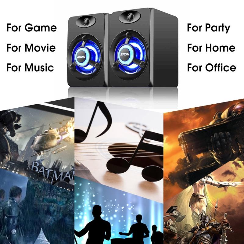 LED Light 2.1 Desktop Computer Speaker Heavy Bass Subwoofer Combination Speaker USB Power Supply For Cellphone PC Laptop 3W