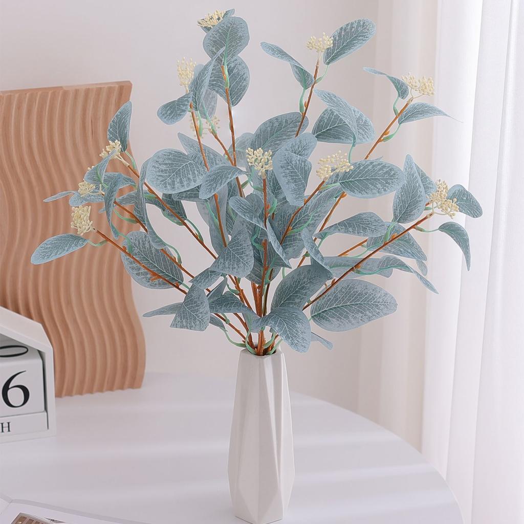 Colored Eucalyptus Leaves Simulated Plant Decorative Flowers Fake Flowers Vase Home Living Room Dining Table Ornaments Display