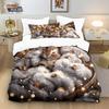3Pcs Cute Cartoon Sleeping Rabbit Printed Down Duvet Cover Set, Multi Size Bedroom Bedding Decoration, Machine Washable