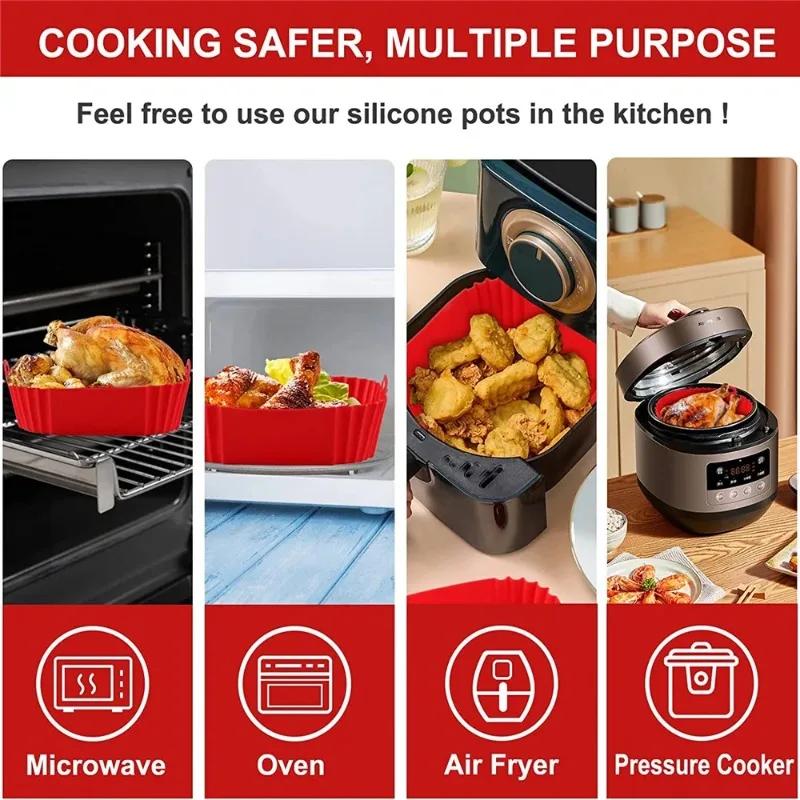 Square Air Fryer Silicone Tray Oven Baking Tray Pizza Fried Chicken Baking Tool Reusable Liner Nostick Airfryer Silicone Basket
