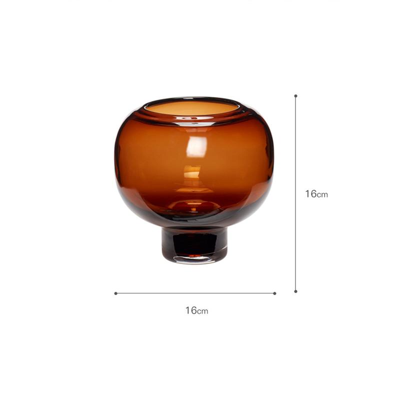 Black Glass Vase, Orange Water Patterned Flowerpot, Flower Arrangement, Hydroponic Vase, Glass Container, Living Room Decoration