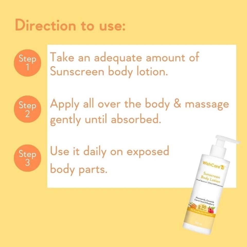 WishCare Sunscreen Body Lotion For All Skin Type with SPF 50 PA+++ | 200ml