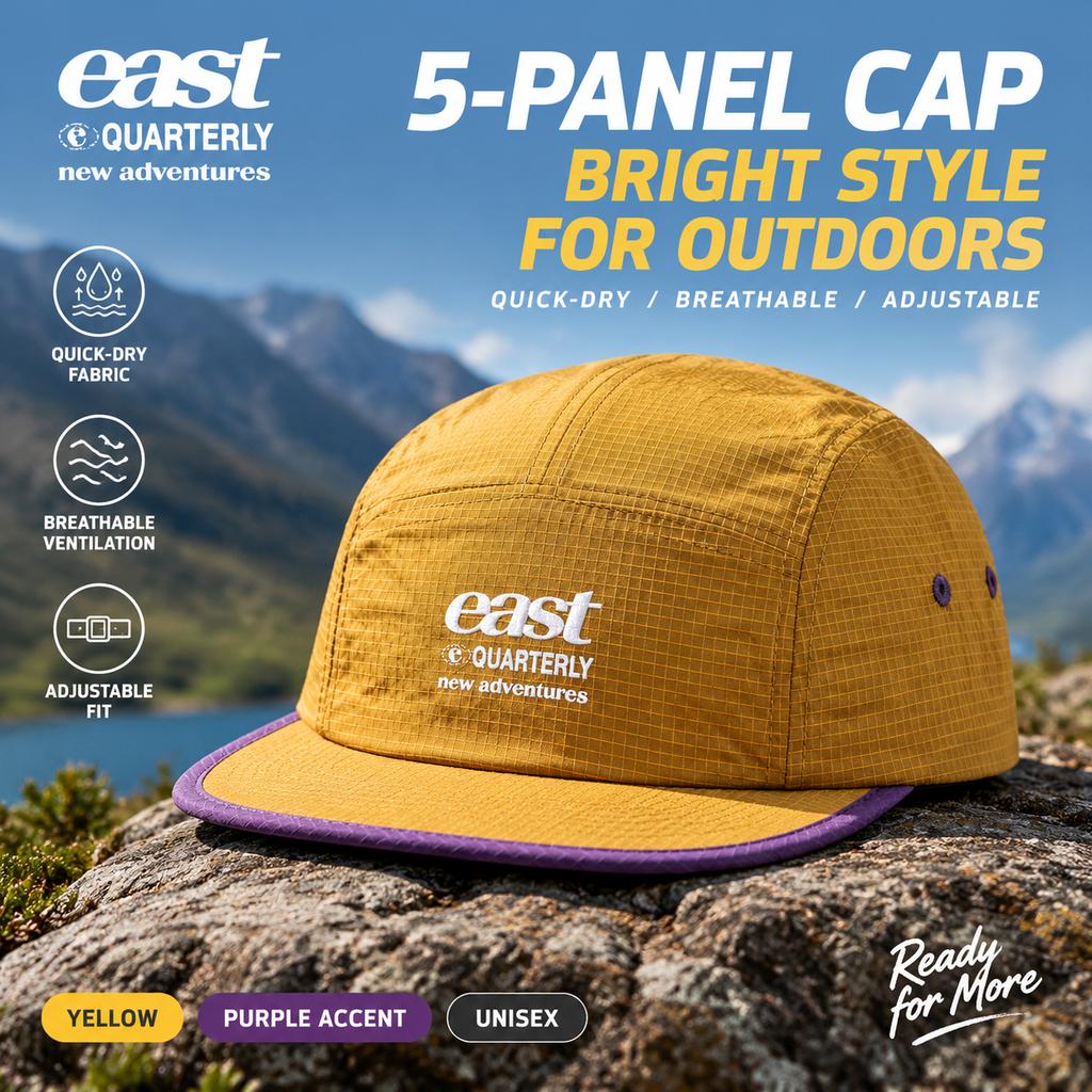 Unisex 5-Panel Cap Quick-Dry Adjustable Hat for Outdoor Commute