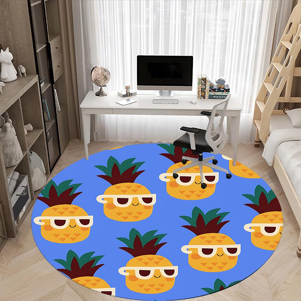 1pc Pineapple Pattern Carpet, Round Non Slip Durable Large Size Office Carpet, Suitable for Office