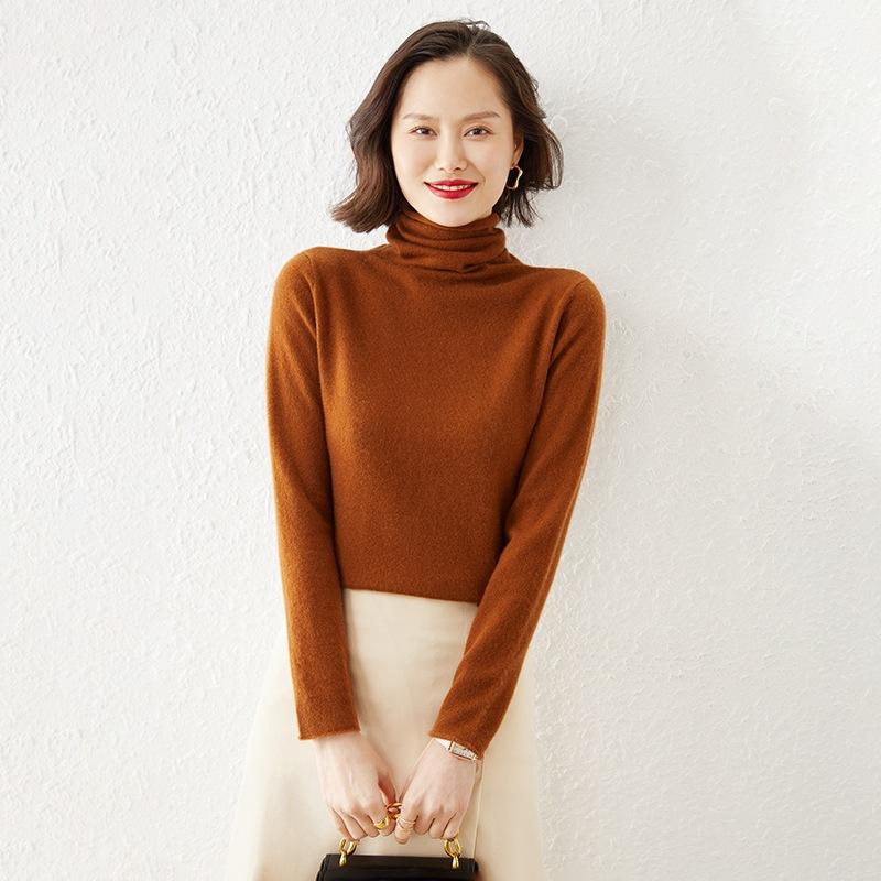 Andy Velvet Pile Collar Sweater for Women In Autumn and Winter Soft and Glutinous Skin-friendly Base Shirt Simple Atmospheric Warm Pullover Sweater