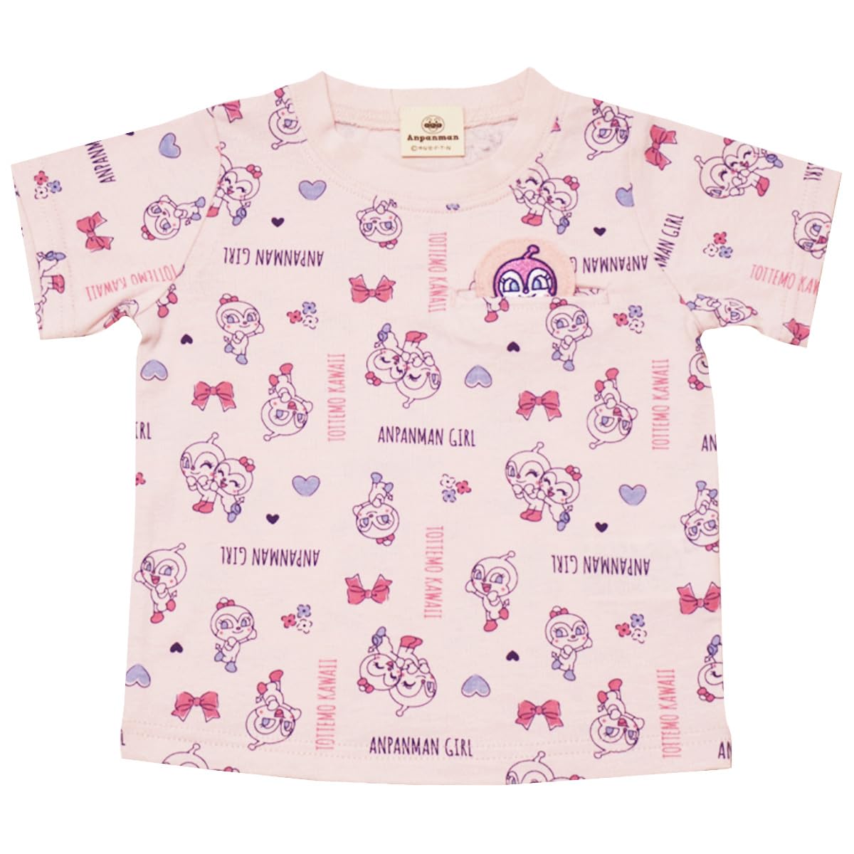 Bandai Классическая футболка с коротким рукавом jksa3071 Summer Anpanman Hide-and-Seek, нежно-розовая