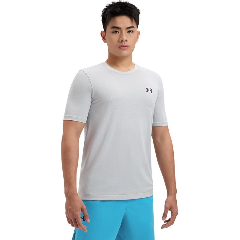 Under Armour Solid Color Training Sports Short Sleeve T-Shirt Men Tops Light-Grey 1376781-100