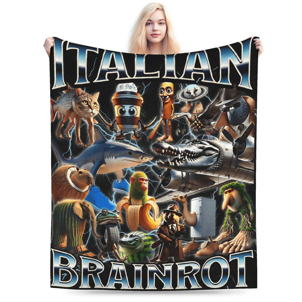 Tralalero Tralala Bootleg Vtipný Brainrot Italský Žraločí Meme Tdeka Teplé Měkké Ložní Přehozy Zimní Pohovka Křeslo Přehoz