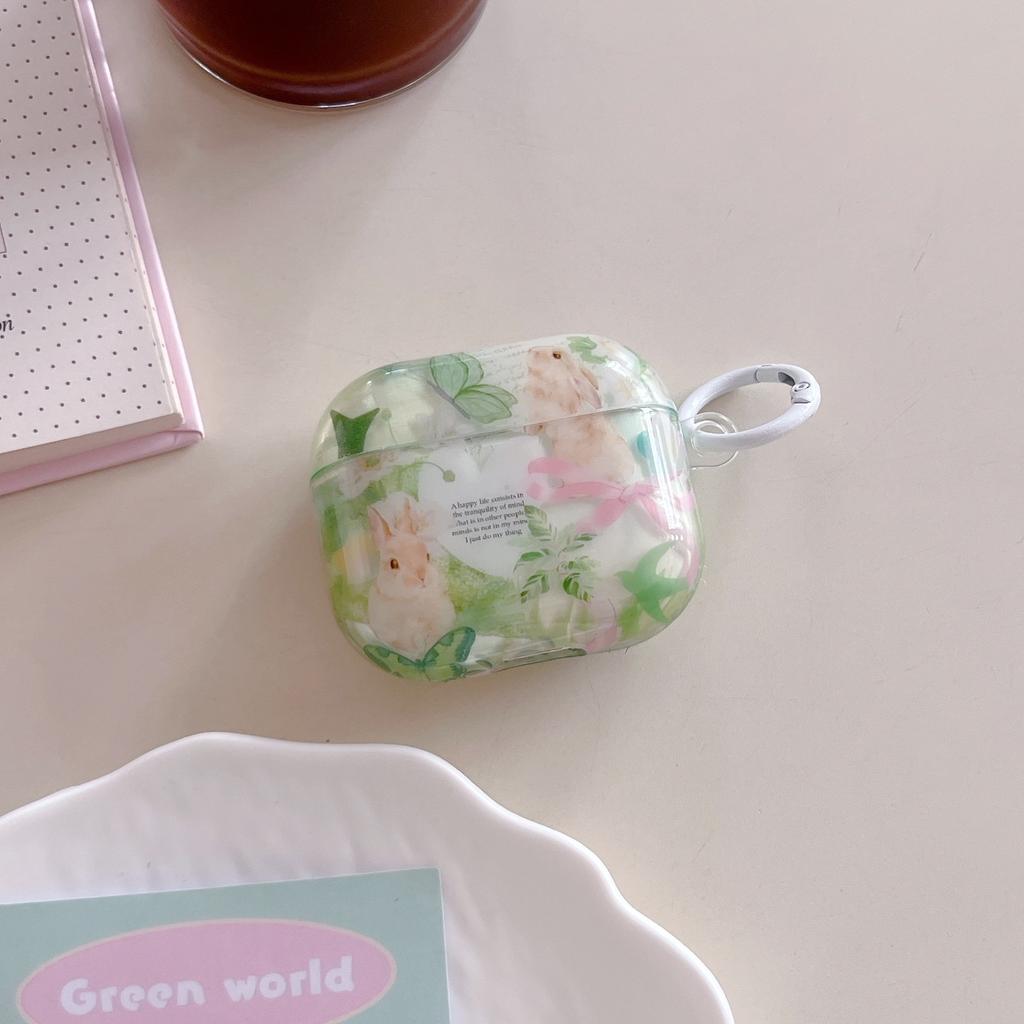 IMD Rabbit Flower AirPodspro1 Wireless Bluetooth Headset Cover for Apple 1st Generation/Pro Generation ins Transparent