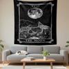 The Moon Tarot Card XVIII Tapestry Wall Hanging, Mystical Moon Card Art, Bohemian Wall Decor for Bedroom Living Room