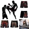 Ghost Japanese Samurai Mask Warrior Muay Thai Boxing Kickboxing Shorts 3D Print Training Unisex Men Women Fitness Gym Sport Workout Casual Streetwear