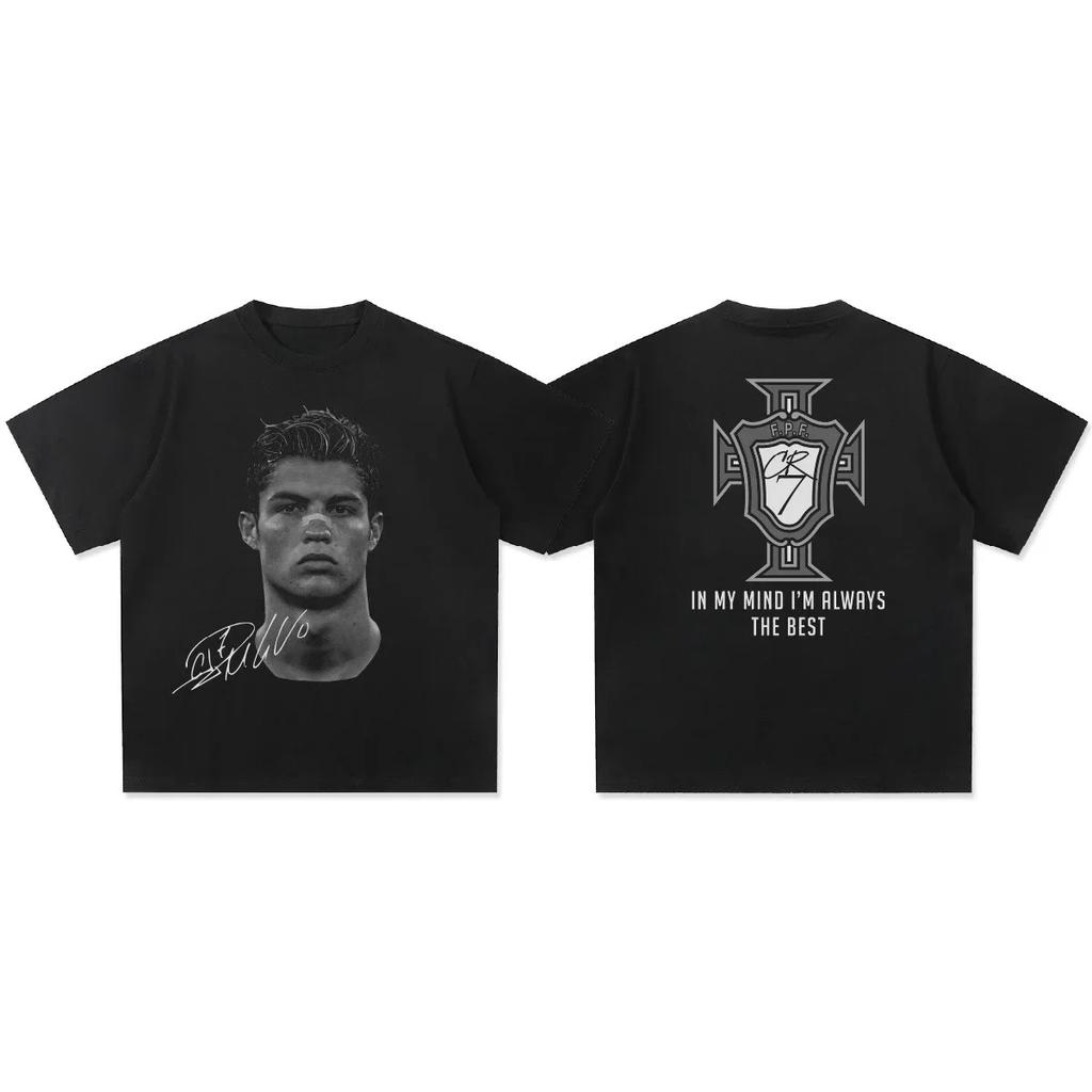 Cristiano Ronaldo Neymar Star del Football Americano Stampa Cotone Maglietta a Maniche Corte Abbigliamento Donna Stampa Moda Uomo T-shirt Oversize