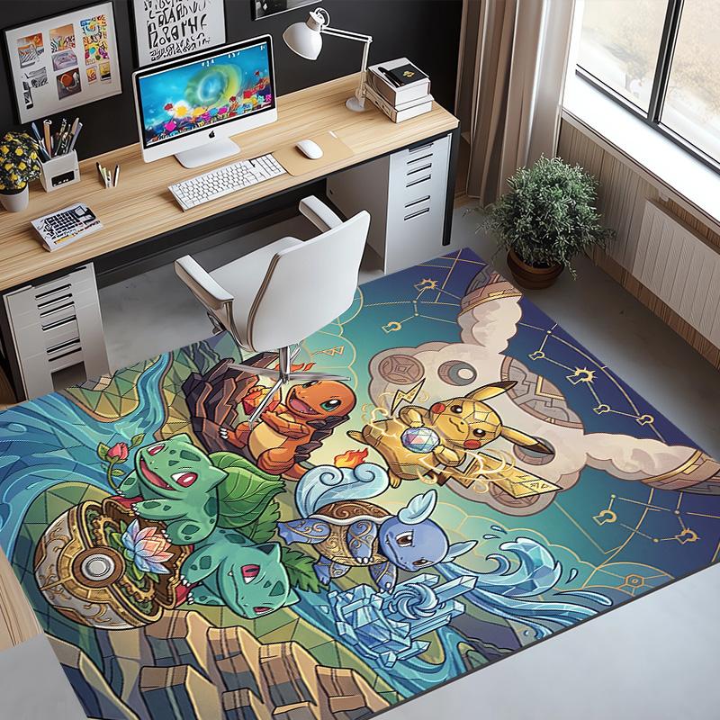 Pokemon Pattern Rug, Indoor/Outdoor Mat, for Picnic, Gameroom, Bedroom, Office, Living Room, Home Decor Carpet, Birthday Gift