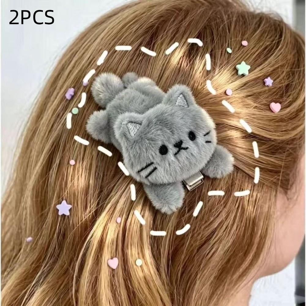 Pure Color Plush Small Hairpin Y2k Winter Hair Accessories Temperament Cute Duckbill Headwear