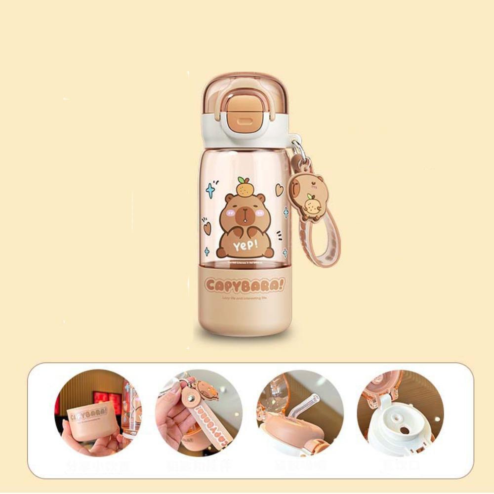 Cartoon Capybara Water Bottle Plastic Outdoor Beverage Cup Cute Straw Cup