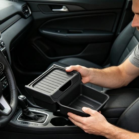 under Screen Storage Organizer for Tesla Model Y, Center Console Storage Box, Armrest Organizer Tray, Rear Trunk Storage Bucket for 2025 2026
