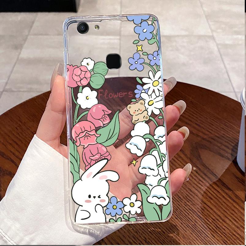 Case For Vivo V7+ V7 V 7 Plus 1716 1718 Casing Clear Back Cover Luxury Cute Love Heart Rabbit Funny TPU Soft Silicone Phone Case